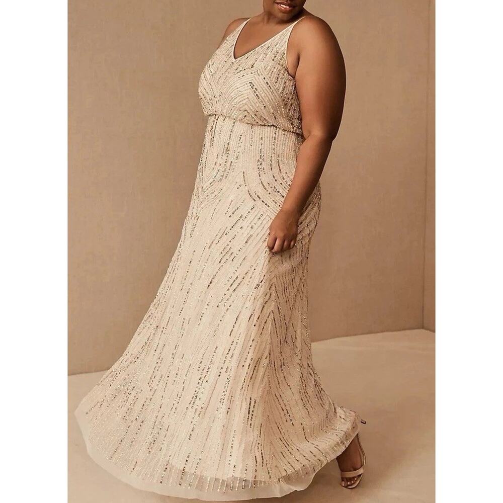 BHLDN Cream Fidelia Beaded Maxi Dress Oyster Sz 6 Anthropologie Wedding Gown - Picture 2 of 13